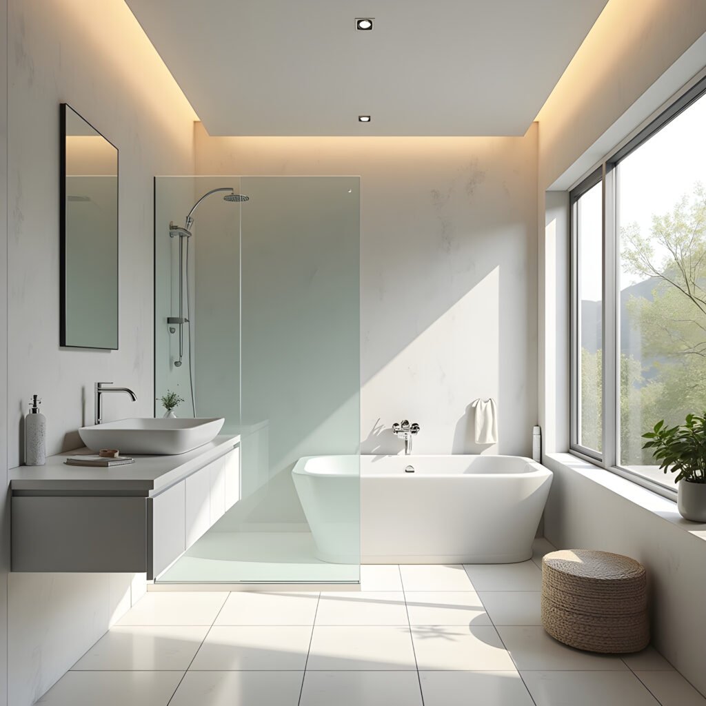 Beautiful White bathroom bathroom design and installation in Surrey and London