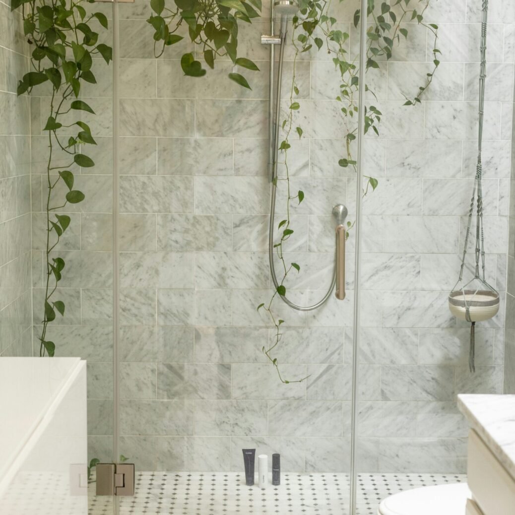 clear shower stall in beautiful shower room in Surrey